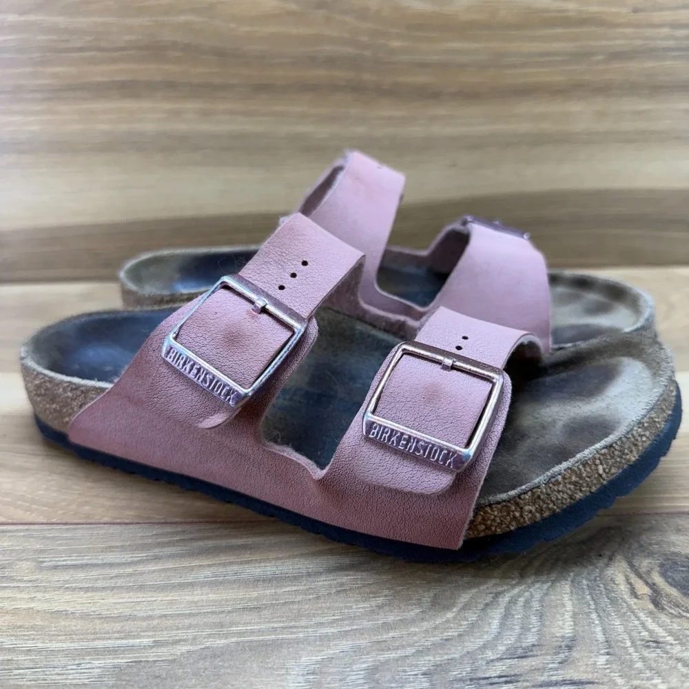 Birkenstock Arizona Sandals Girls 3 N EU 34 Pink Birko Slip On Slides Walk